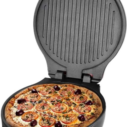 12-Inch Non-Stick Pizza Maker and Grill with Timer, Red